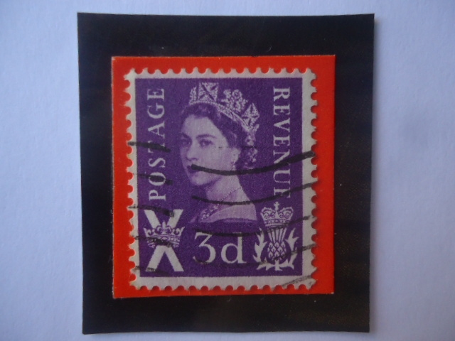 Elizabeth II-Emisiones Regionales de Escocia- Postage Revenue-Sello de 3d-Penique Británico (viejos)