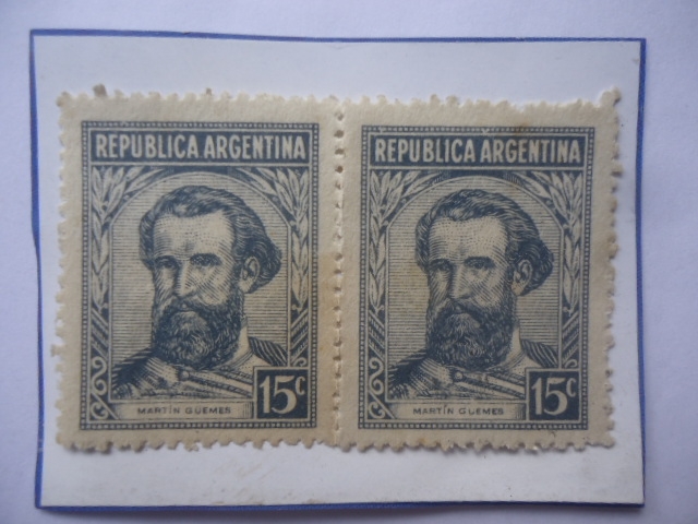 Martín Miguel de Güemes (1785-1821) Militar- Guerra de Independencia- Sello de 15 Ct- Año 1942/57