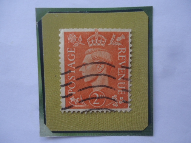 George VI- Postage Revenue- Sello de 2d-Penique Británico (Viejo)- 1938.