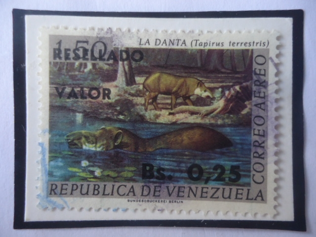  La Danta (Tapirus trrestris)-Sobretasa de Bs 0,25 sobre Bs 150, año 1965