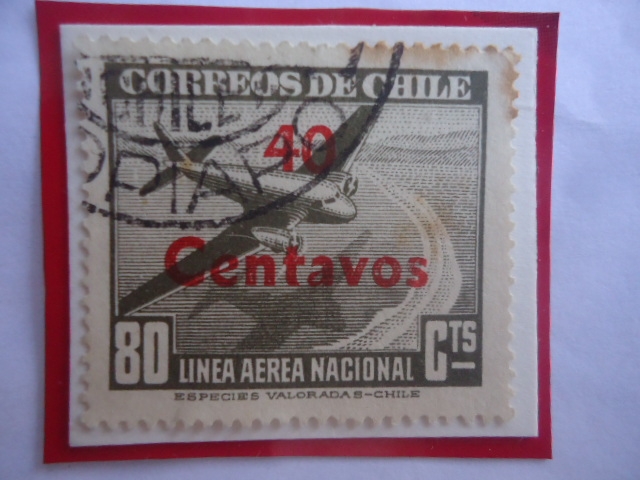 Aeronave Tipo DC 2 Sobre la Costa- Serie:Correo Aéreo 1941-Sobrprecio:40Ct sobre 80Ct.