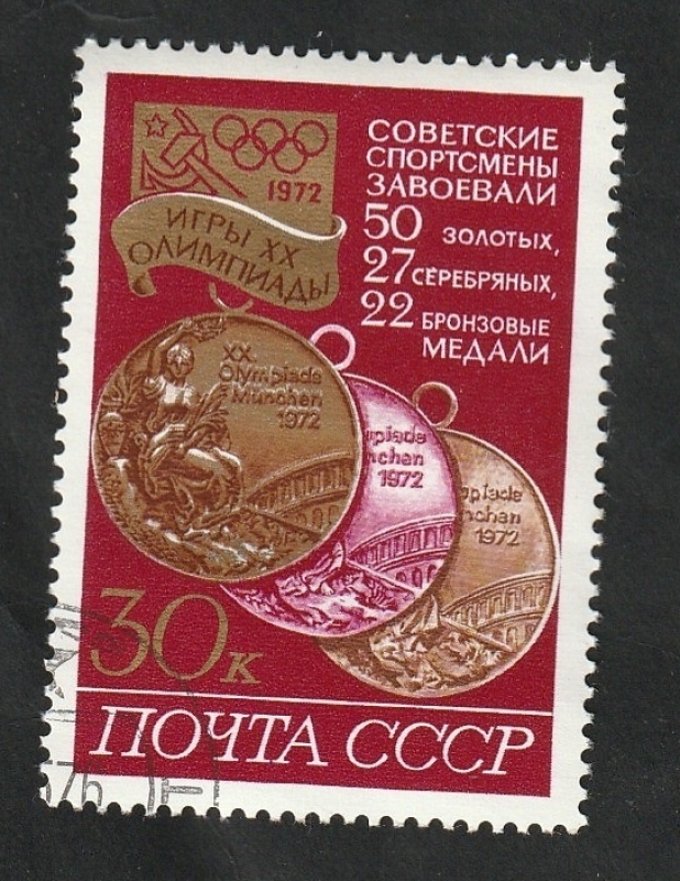 3887 - Olimpiadas de Muchich, medallero sovietico