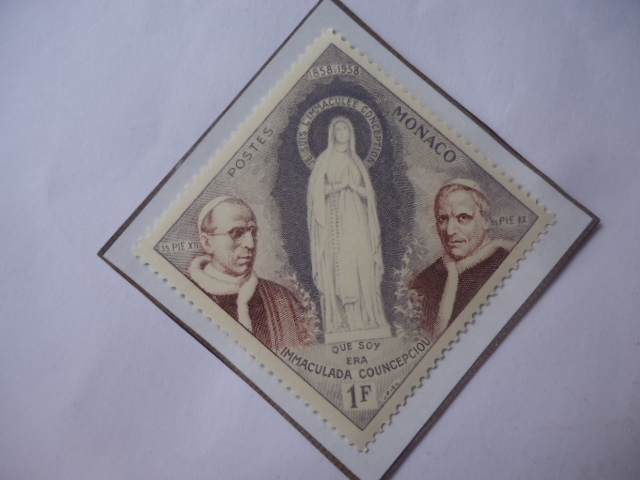 Inmaculada Concepción-100°Aniv. de su aparición 1858-1958-Papas_Pio XII y Pio IX