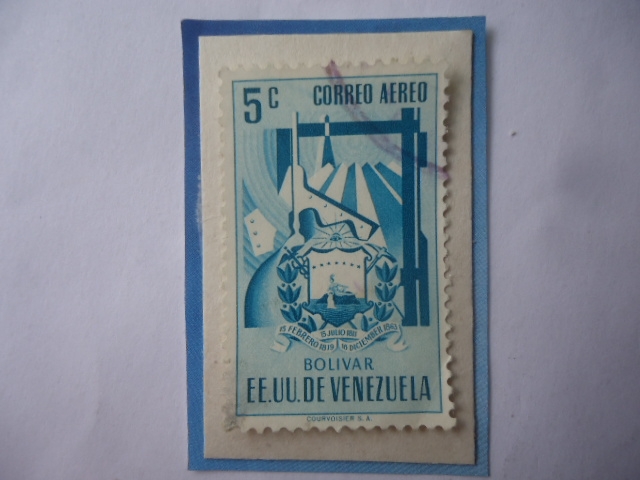 EE.UU. de Venezuela-Estado Bolívar- Escudos de Armas- Minería de Minerales Metálicos.
