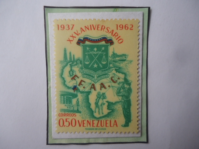XXV Aniversario de la FF.AA.C. (1937-1962)- Mapa de Venezuela-Escudo de Armas