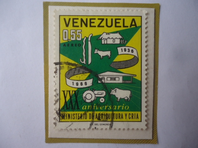 XXX Aniversario del Ministerio de Agricultura y Cria (1936-1966) - Emblema.