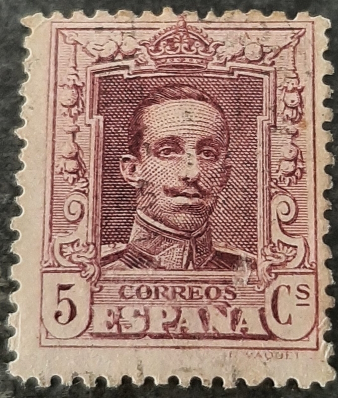 Alfonso XIII. Tipo Vaquer Número de control al dorso