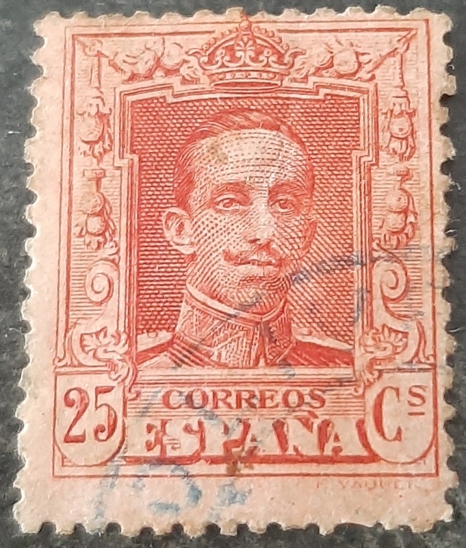 Alfonso XIII. Tipo Vaquer Número de control al dorso