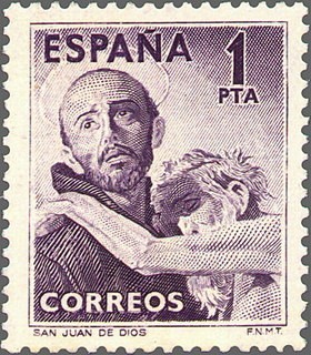 ESPAÑA 1950 1070 Sello Nuevo IV Cent. Muerte San Juan de Dios Yv800