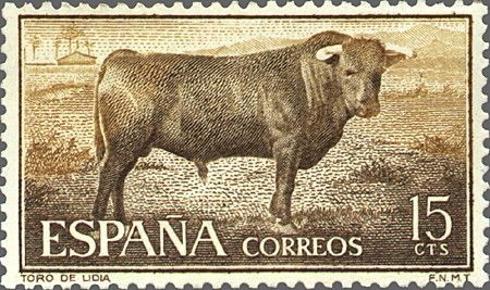 ESPAÑA 1960 1254 Sello Nuevo Fiesta Nacional Tauromaquia Toros de Lidia