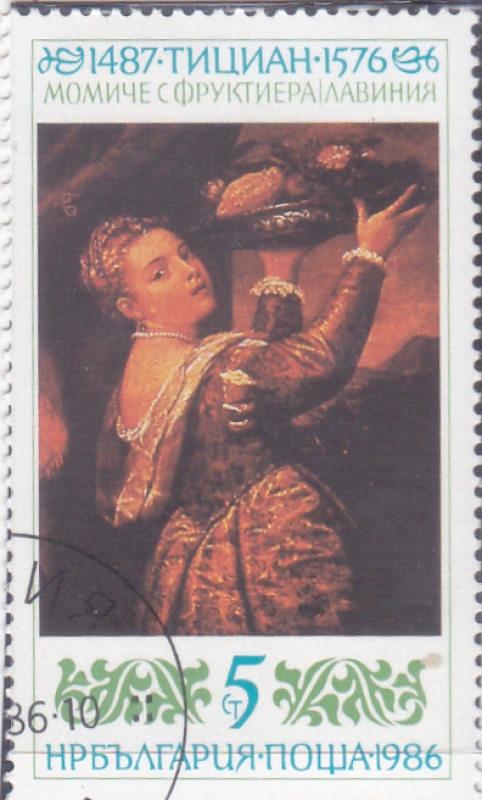 pintura-Niña, con, frutas