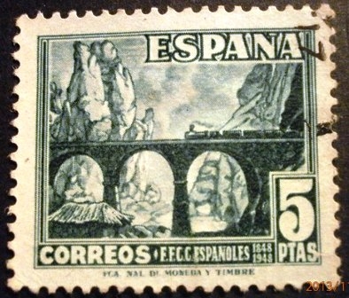 ESPAÑA 1948  Día del sello. Centenario del Ferrocarril