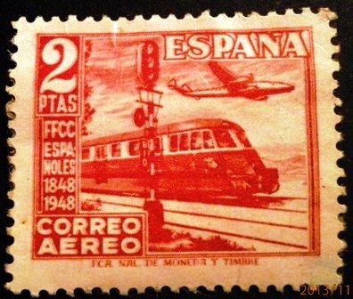 ESPAÑA 1948  Día del sello. Centenario del Ferrocarril