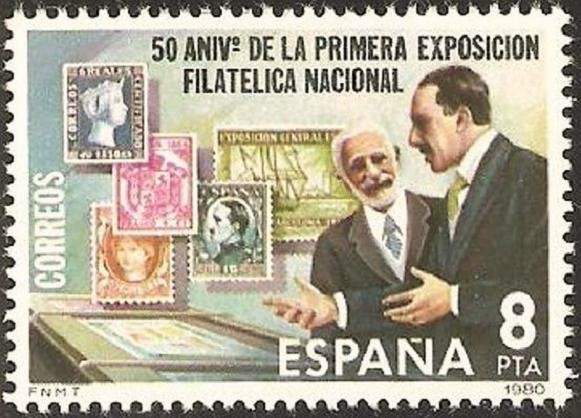 España 2576 **. 50 Aniversario de la Primera Esposición Filatelica Nacional. Alfonso XIII