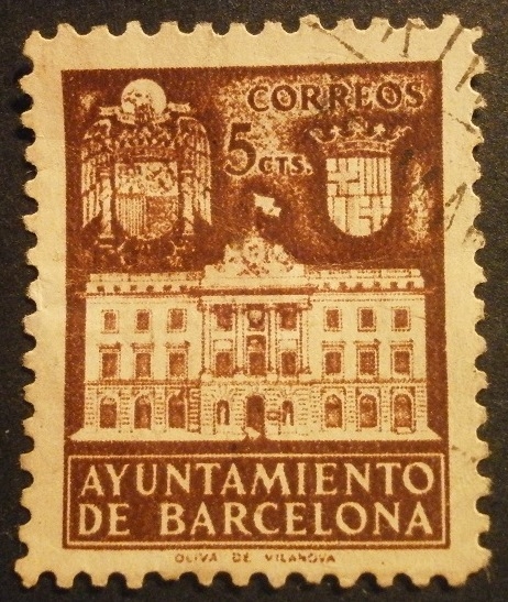 ESPAÑA 1942 BARCELONA Fachada del Ayuntamiento