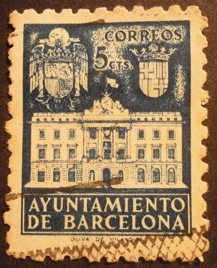 ESPAÑA 1942 BARCELONA Fachada del Ayuntamiento