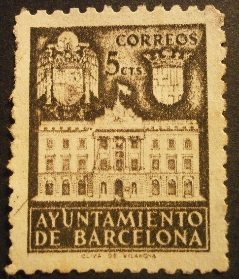 ESPAÑA 1942 BARCELONA Fachada del Ayuntamiento