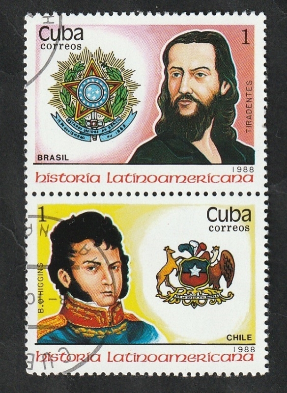 2882 y 2883 - Historia Latinoamericana, Tiradentes de Brasil y B. O'Higgins