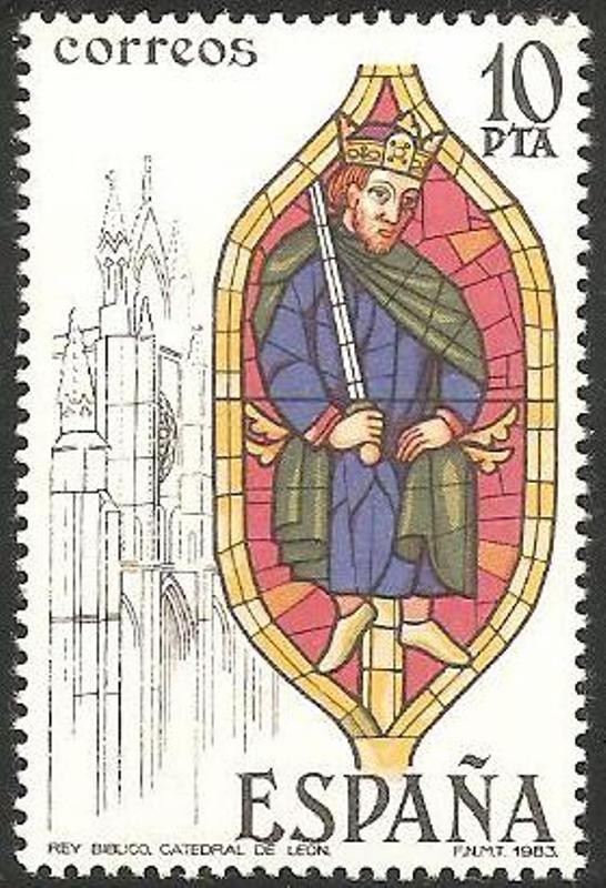 2721 - Vidriera en la Catedral de León, Rey Bíblico