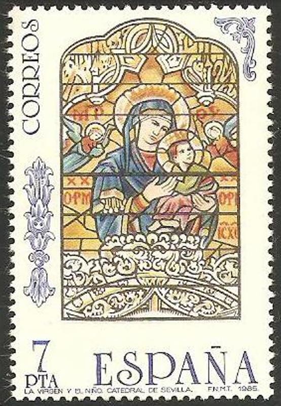 2815 - Vidriera de la Catedral de Sevilla, La Virgen con el Niño