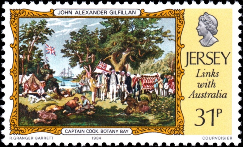 Vínculos con Australia: Pinturas de John Alexander Gilfillan, Capitán Cook en Botany Bay 
