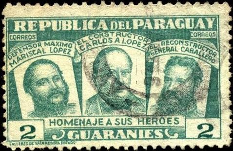 Homenaje a sus héroes. Carlos A López, Mariscal López, General Caballero.