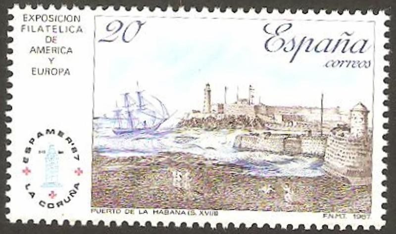 2914 - exposición filatelica de España y América, Espamer 87, Puerto de La Habana