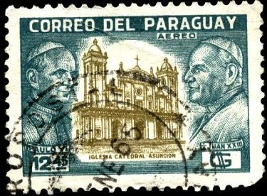 Papas PAULO VI y JUAN XXIII. Iglesia catedral de Asunción.