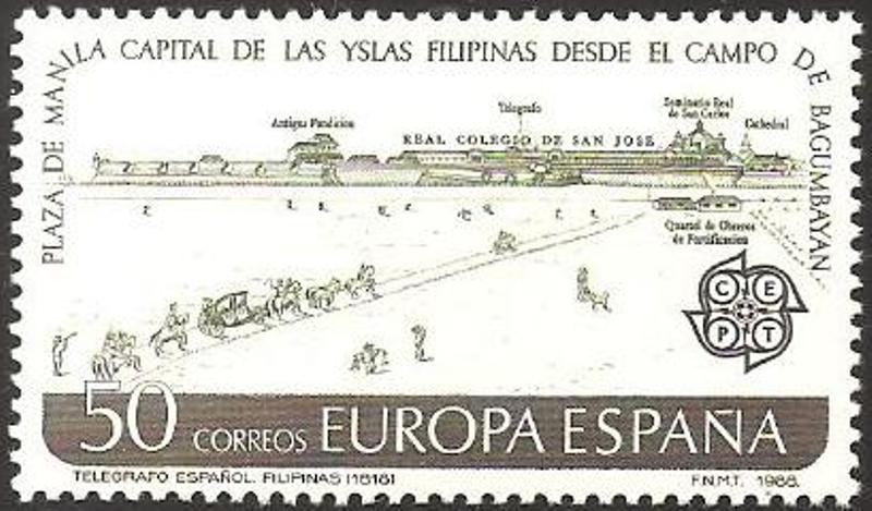2950 - europa cept, implantacion del telegrafo en filipinas