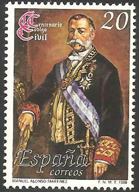 2968 - Centº del Código Civil, Manuel Alonso Martinez, Ministro de Gracia y Justicia