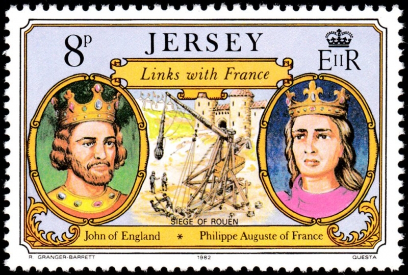 Vínculos históricos entre Jersey y Francia. Juan de Inglaterra, Felipe Augusto de Francia, Sitio de 