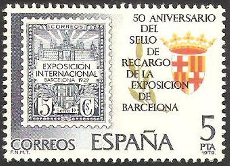 2549 - 50 anivº. del sello de recargo de la exposición de Barcelona