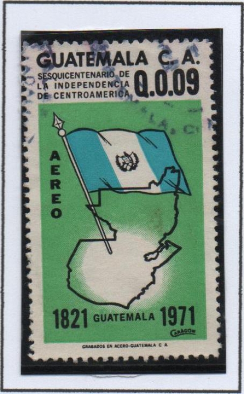 Bandera y Mapa d' Guatemala