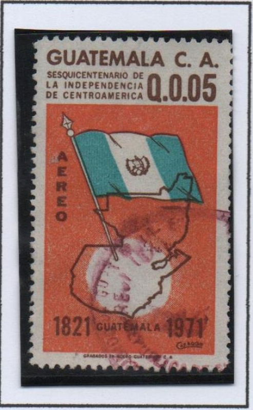 Bandera y Mapa d' Guatemala