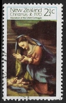 Navidad 1970 - Adoración del Niño Jesus por Antonio Correggio