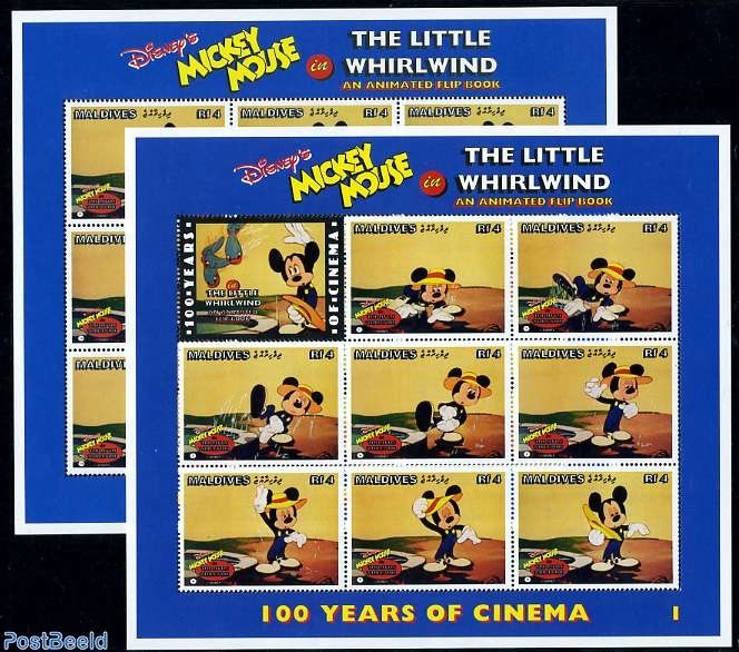 Centenario del cine Mickey Mouse 2 hojitas