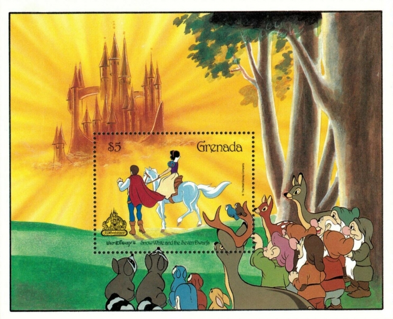 Granada 1987 - Disney, Blancanieves y Príncipe - Hoja de recuerdo