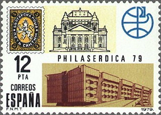 ESPAÑA 1979 2524 Sello Nuevo Exposición Filatélica Mundial Philaserdica´79. Primer Sello búlgaro, em