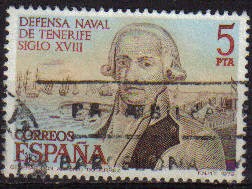 ESPAÑA 1979 2536 Sello Defensa Naval de Tenerife Antonio Gutierrez Usado