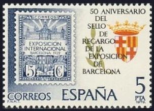 ESPAÑA 1979 2549 Sello 50 Aniversario Del Sello de Recargo de la Exposición de Barcelona. Primer de
