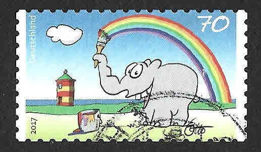 2956 - Elefante Pintando un Arco Iris