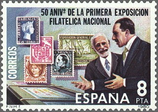 ESPAÑA 1980 2576 Sello Nuevo 50 Aniversario de la Primera Exposición Filatelica Nacional Alfonso XII