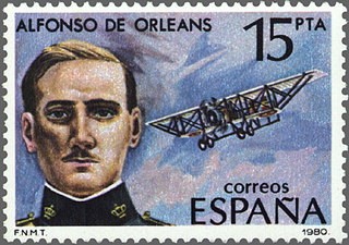ESPAÑA 1980 2597 Sello Nuevo Pioneros aviación Alfonso de Orleans y Borbon Yvert2231 Scott2227