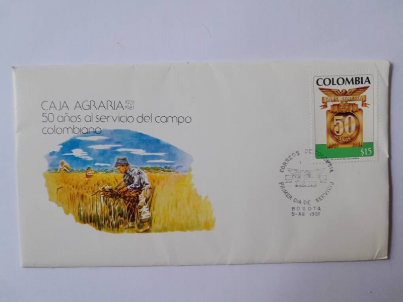 Caja Agraria- 50 años -1931-1981- Correo Primer Día de Servicio- 9-XII-81