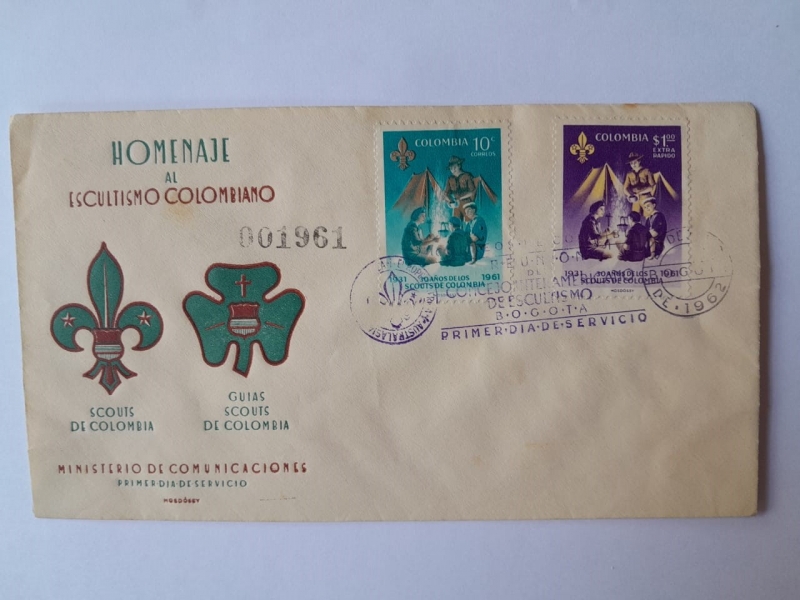 30 Años de los Scouts de Colombia (1931- 1961)-Correo Primer Día de Servicio.