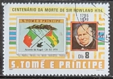 Sir Rowland Hill and stamps from 1975