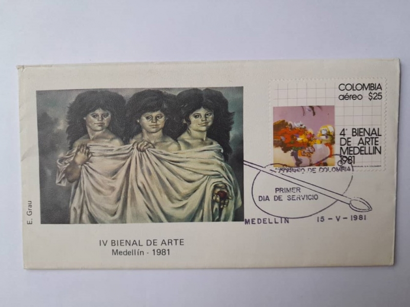 4°Bienal de Arte-Medellín 1981-Flores- Oleo de Alejandro Obregón-Correo Primer Día de Servicio.