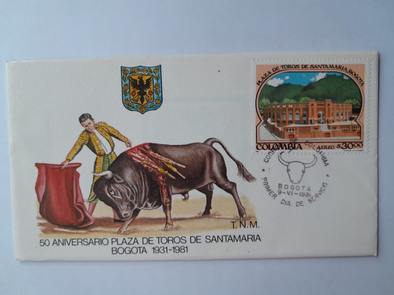 Plaza de Toros de Santamaría-50 Aniversario- Correo Primer Día de Servicio, 9-VI-1981.