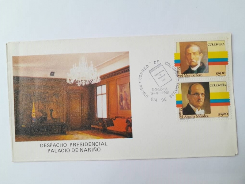 Presidentes: Manuel Murillo Toro - Miguel Abadía Méndez- Correo Primer Día de Servicio, 9-VI-1981.