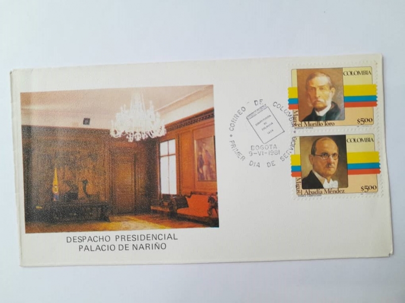 Presidentes: Manuel Murillo Toro - Miguel Abadía méndez- Correo Primer Día de Servicio, 9-VI-1981.